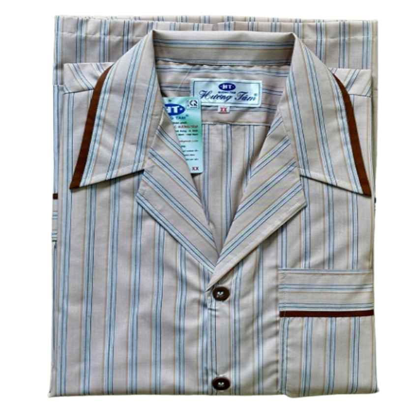 Bộ Pyjama HUONGTAM Kate tay dài nam cao cấp(PDK01N12). Chất liệu Kate loại tốt:  mềm mại, thoáng mát, không phai màu