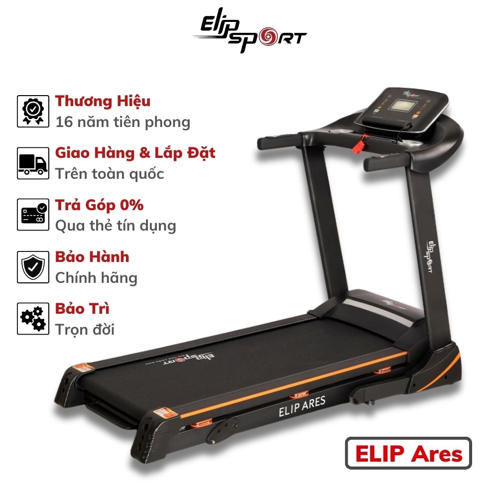 Máy Chạy Bộ Điện ELIP Ares chính hãng, nhỏ gọn, khung sườn thép, chịu lực tốt