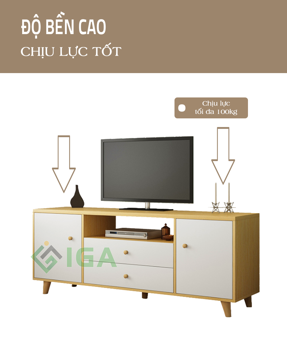 Kệ tivi phòng khách để sàn IGA - GP142, phong cách hiện đại đa năng có kệ tủ rộng rãi
