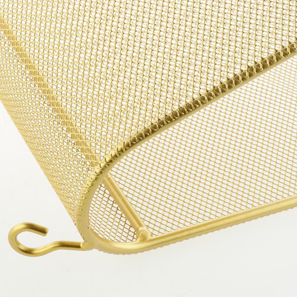 3X Wall Mount Metal Storage Basket Magazine Book Rack Shelf Holder Golden