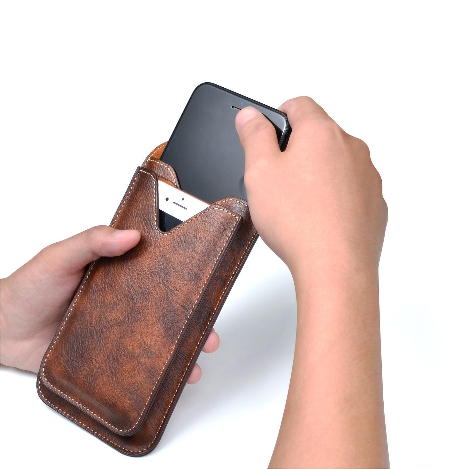 Universal Phone Holster PU Leather with Magnetic Closure Pouches for Men
