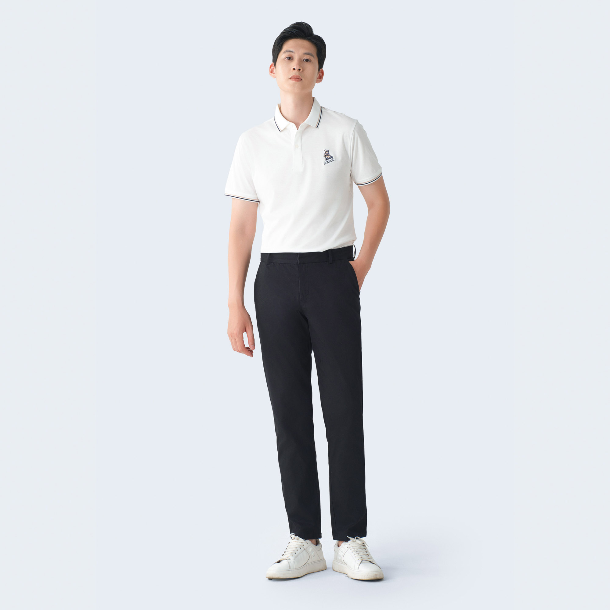 Áo Thun Nam Có Cổ 5S FASHION RABBIT, Chất Cotton Mềm Mát, Thấm Hút, Thiết Kế Thêu Họa Tiết Trẻ Trung (APC23086)