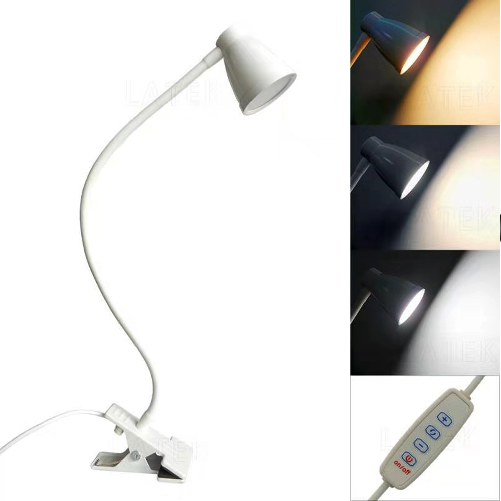 Đèn học, Đèn đọc sách kẹp đầu giường đa năng bóng LED 3 chế độ ánh sáng 3W, Nguồn USB 5V
