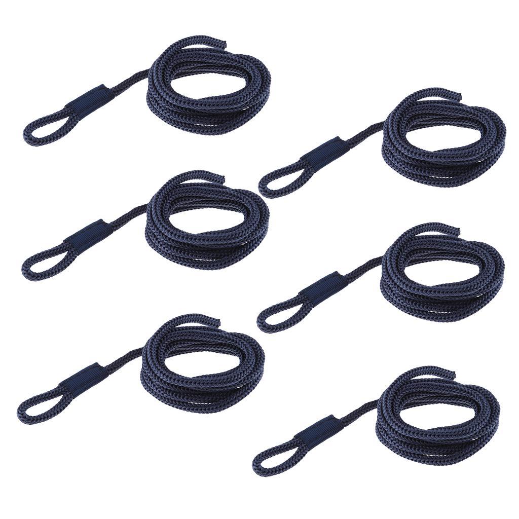6Pcs BlueDouble Braided Line Boat Mooring Line Spliced Eye