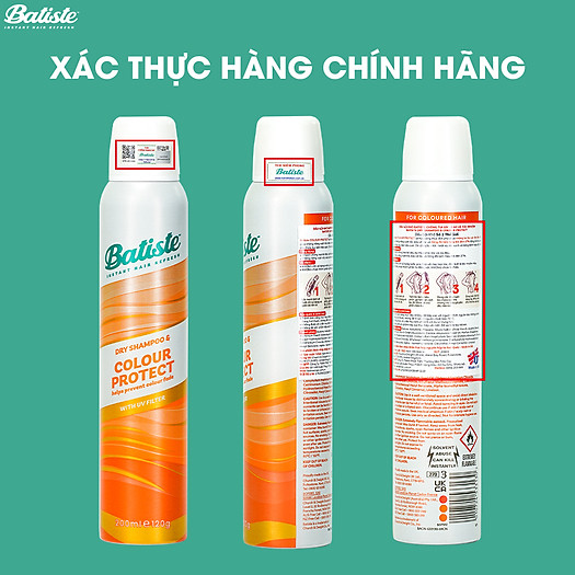 Dầu Gội Khô Batiste Dry Shampoo Colour Protect Helps Prevent Colour Fade 200ml