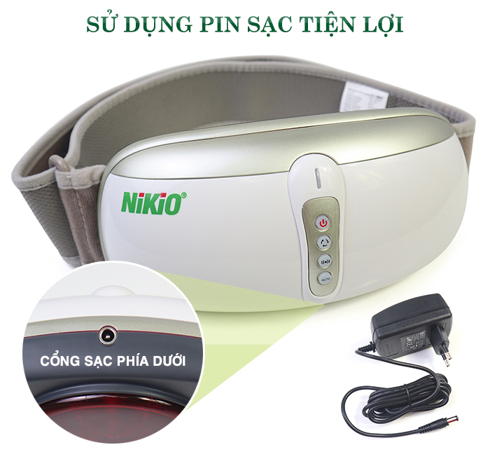 Đai (Máy) Massage Bụng Nikio NK-169DC - Công Nghệ Rung Lắc Kết Hợp Hồng Ngoại Tân Tiến, Mát Xa Bụng, Làm Săn Chắc Cơ Bụng Nhanh - Pin Sạc Tiện Lợi - Màu vàng