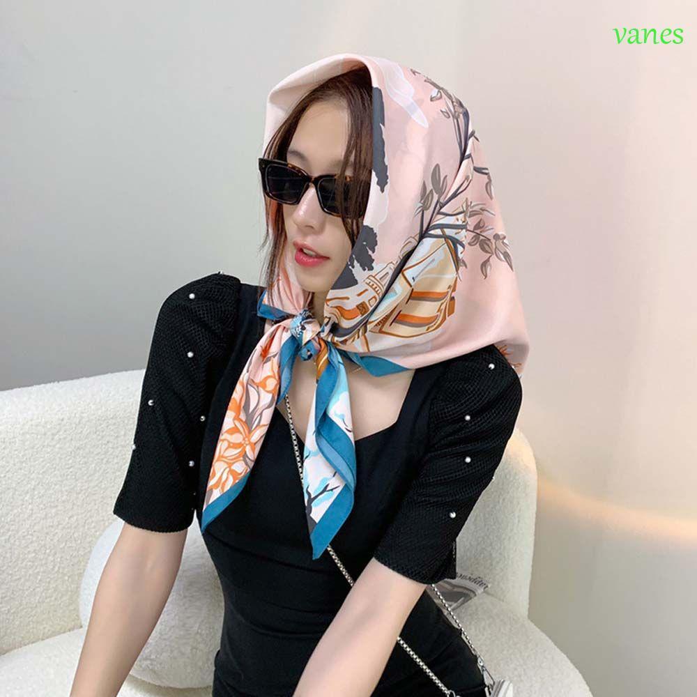 Khăn Choàng Lụa Satin Mềm In Họa Tiết VANES1 Thời Trang Dành Cho Nữ