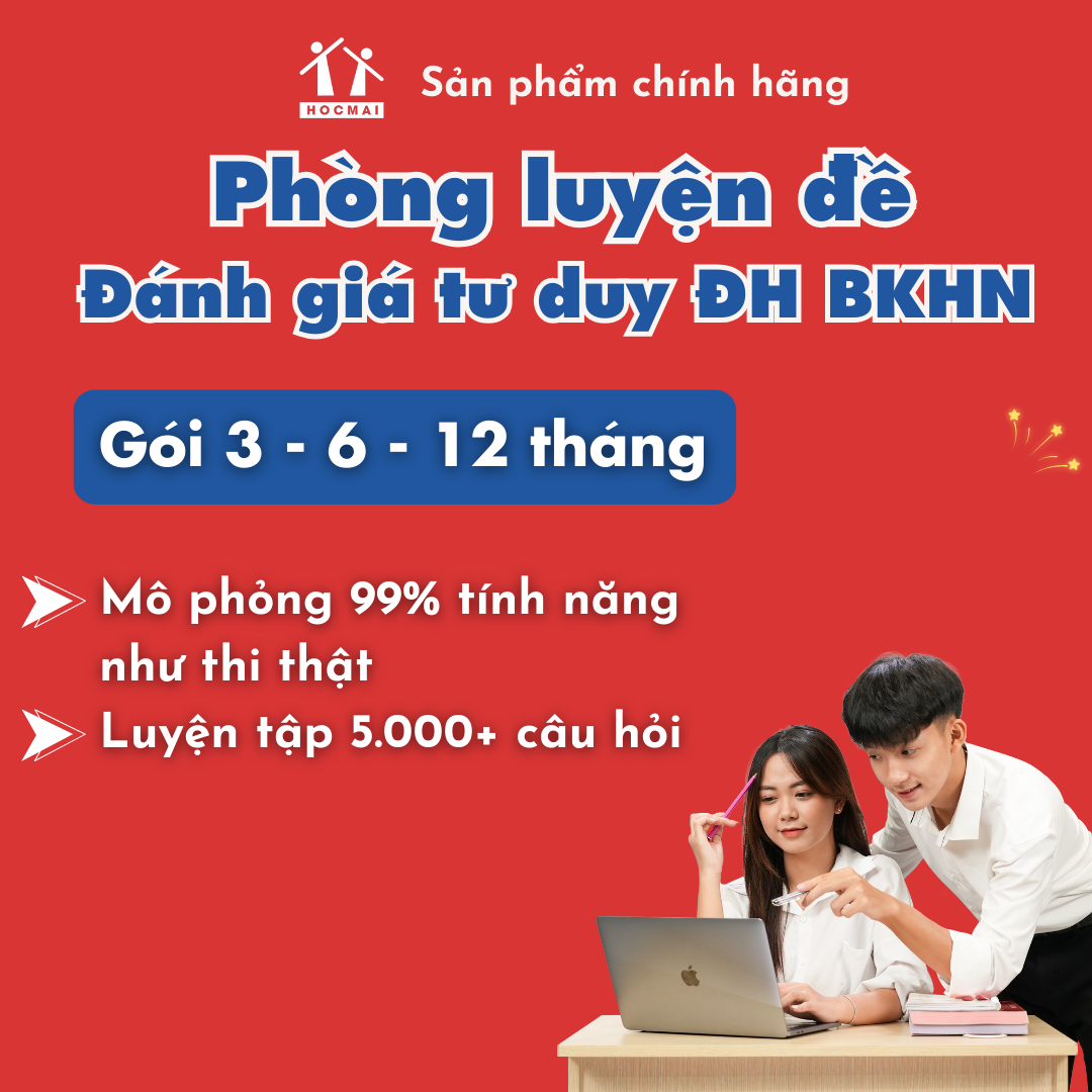 Hình ảnh HOCMAI - Phòng luyện thi Đánh giá tư duy ĐH Bách khoa Hà Nội - TSA - Gói 3, 6, 12 tháng - Evoucher