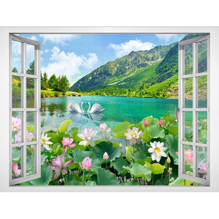Tranh dán tường cửa sổ 3D cảnh đẹp thiên nhiên 0052