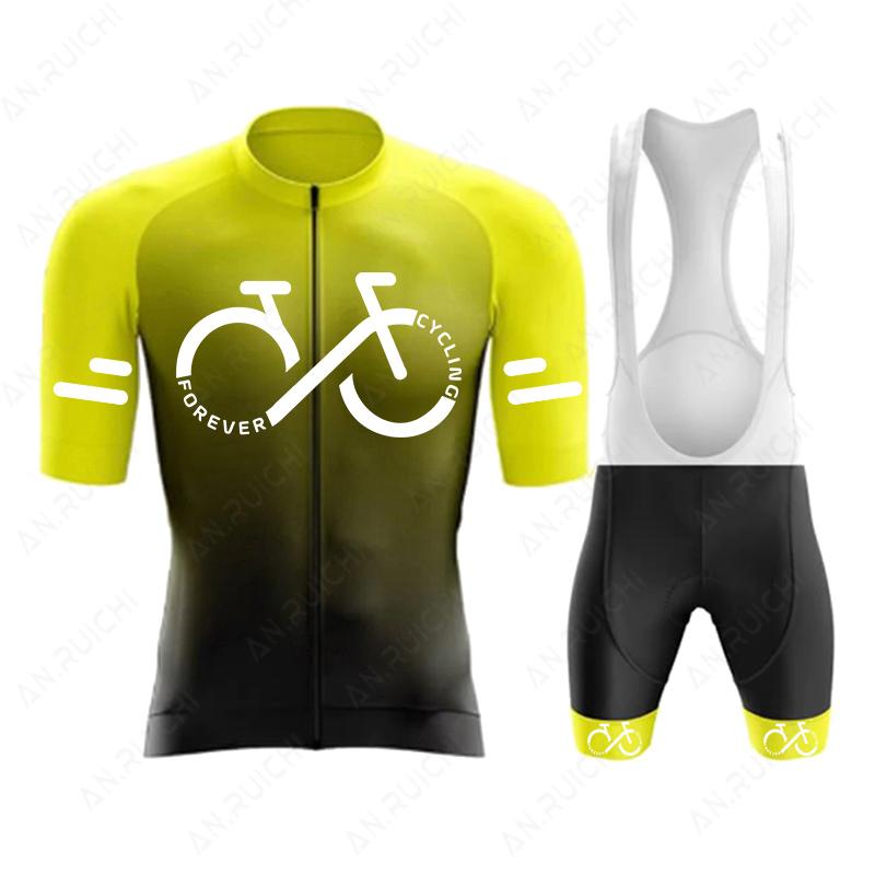 Bộ đồ đi xe đạp Set 2023 Summer Ropa Ciclismo Đàn ông Xe đạp Xe đạp GRACKIENT MÀU SẮC ĐIỀU KHOẢN JERSEY VIT Color: A5 Size: XS