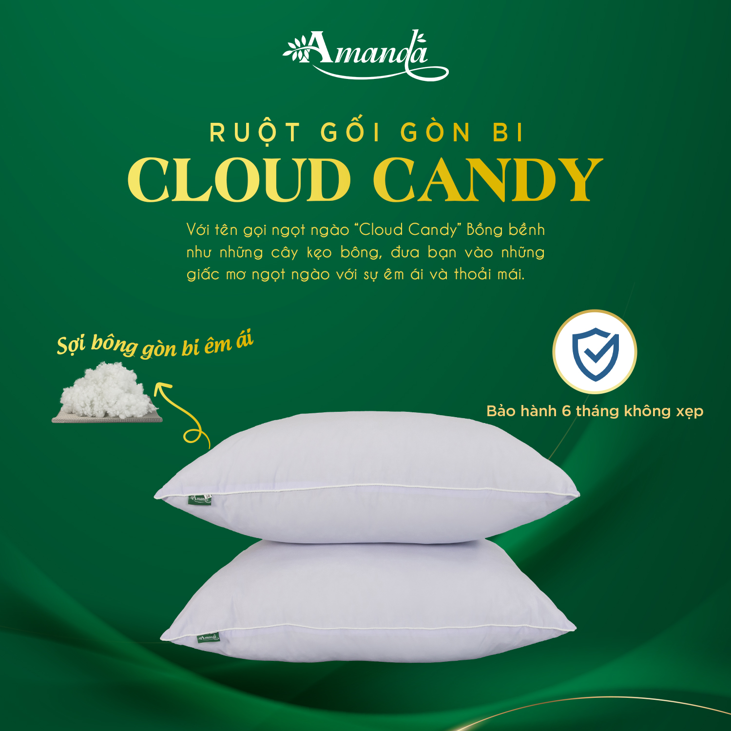 Gối, ruột gối nằm gòn bi Cloud Candy Amanda