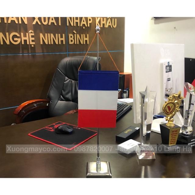 Cờ để bàn Pháp đế đơn vuông inox
