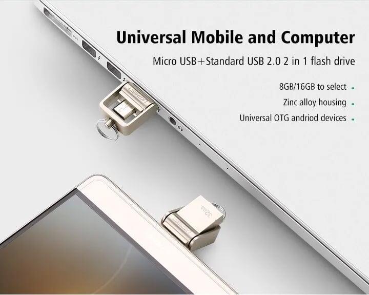 Ugreen UG30430US179TK 8G màu Bạc USB thẻ nhớ 2.0 + MICRO USB hỗ trợ OTG - HÀNG CHÍNH HÃNG