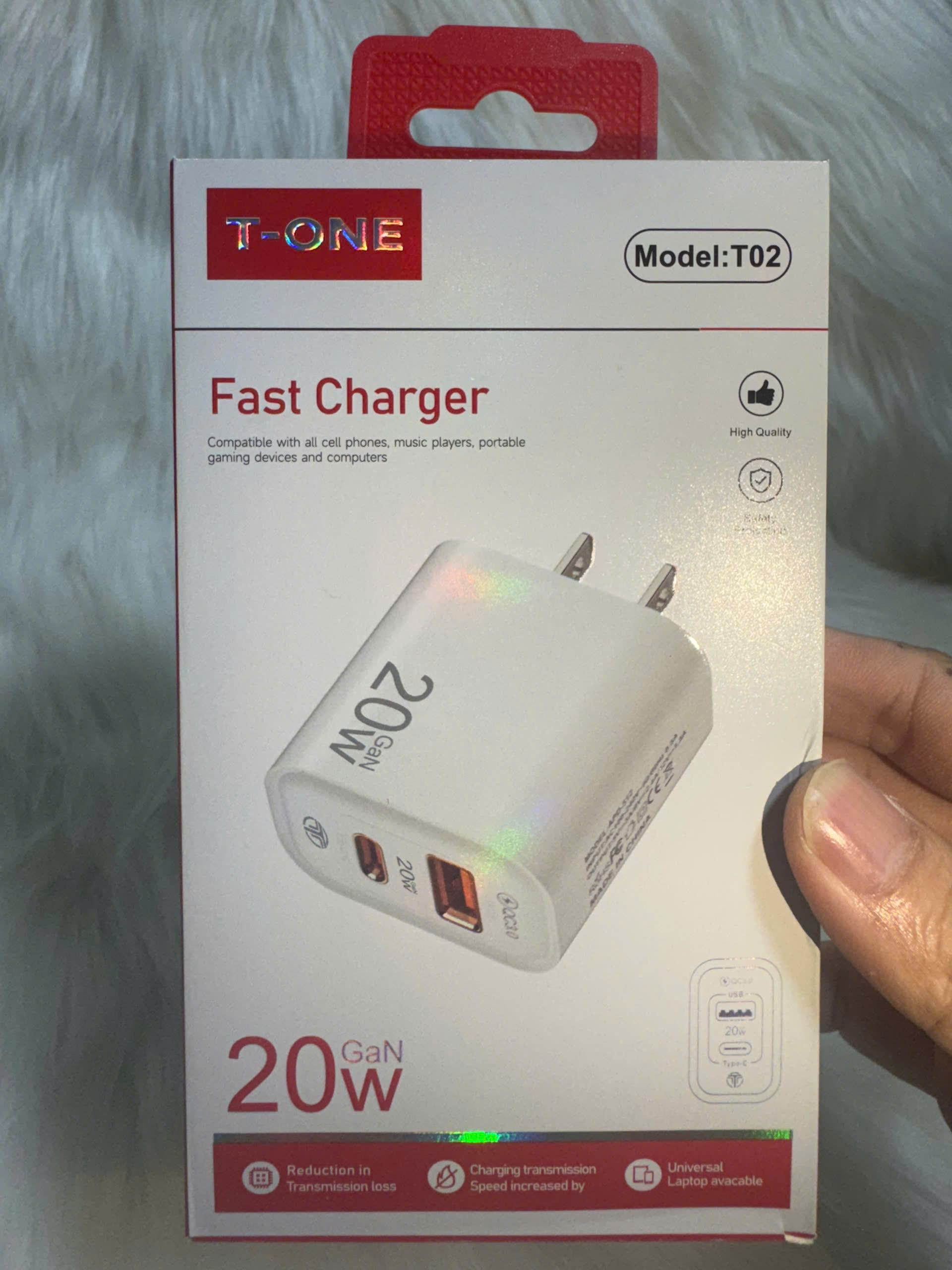 Củ Sạc Nhanh 20W GaN gồm cổng Type-C và USB, Hỗ Trợ QC3.0, Sạc Nhanh, nhỏ gọn, tiện mang theo - Hàng nhập khẩu