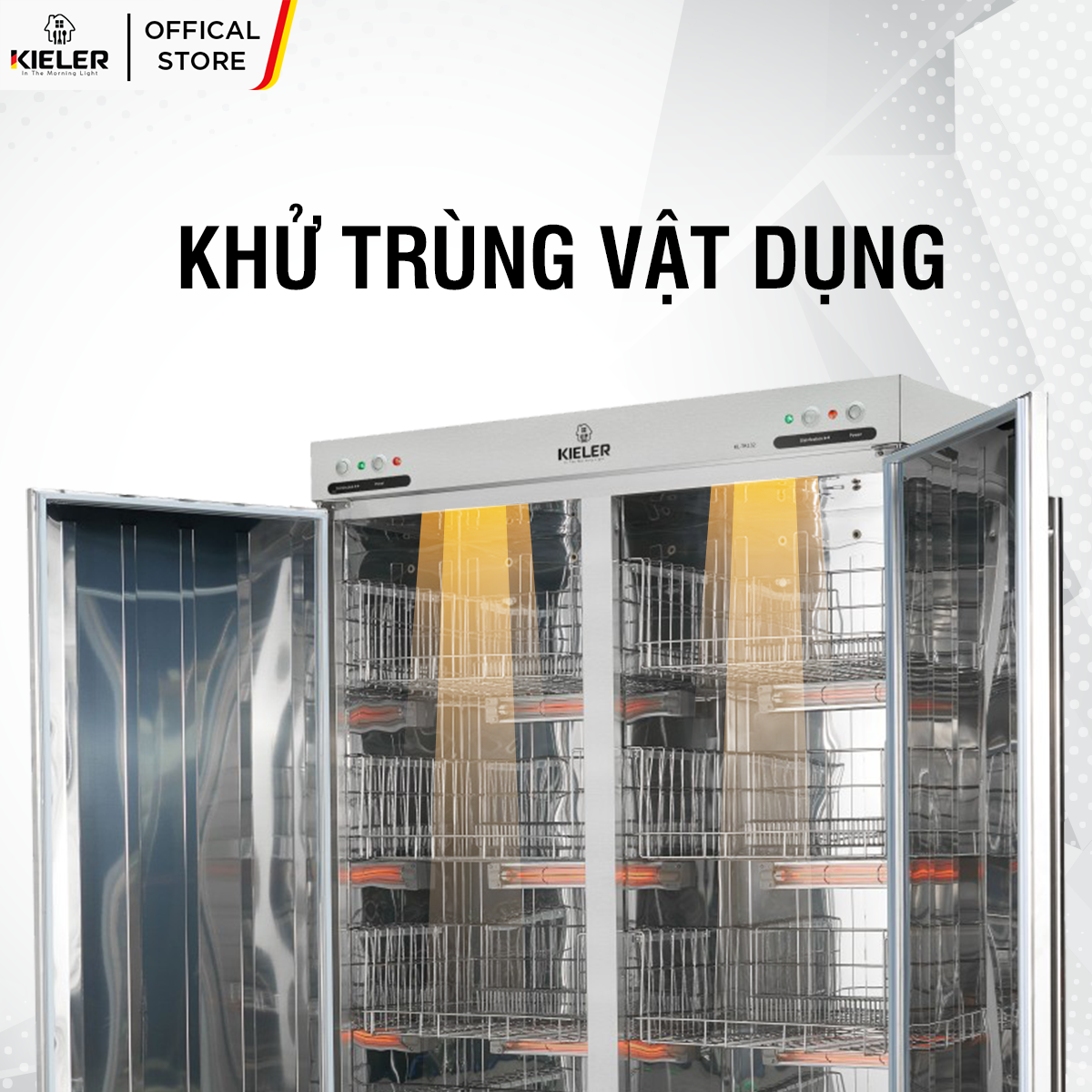 Tủ khử trùng Kieler KL-TK132 khử trùng, sấy khô, làm ấm các loại chén bát đĩa ly với sức chứa 64kg cho nhà hàng, resort - Hàng Chính Hãng