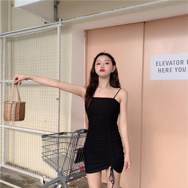 Váy Body 2 Dây Sợi Bún Thiết Kế Rút Dây Sexy
