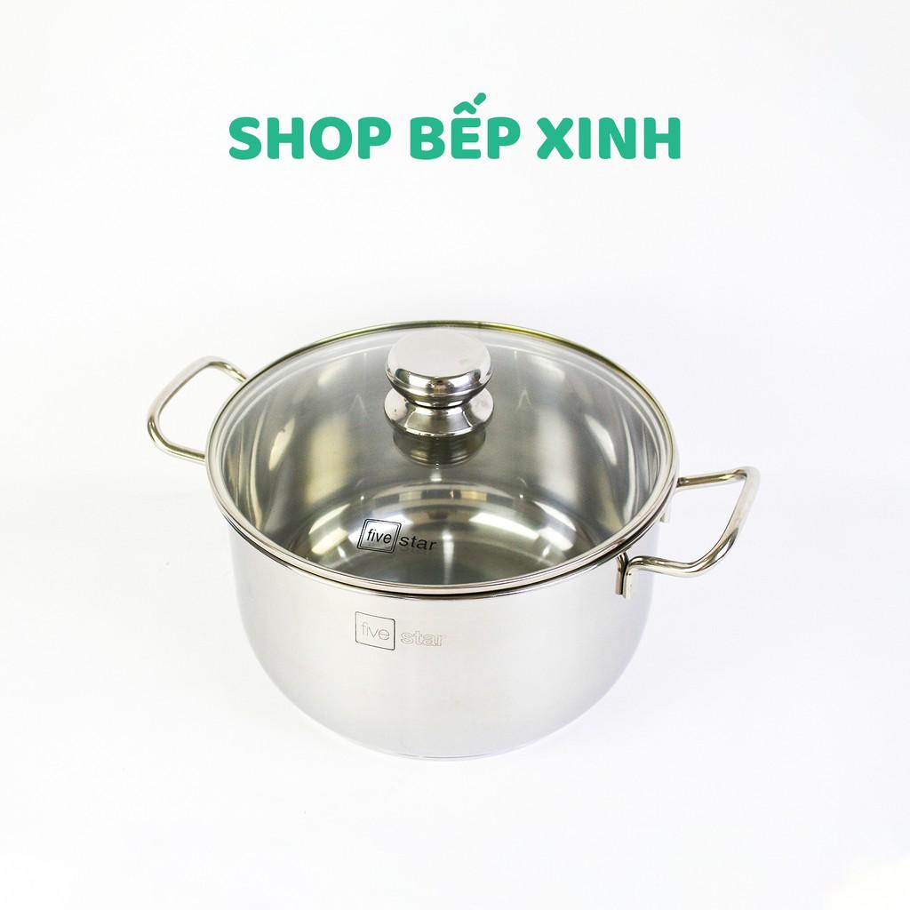 Bộ nồi chảo xửng hấp 3 Đáy Inox 430 cao cấp Fivestar Standard bếp từ nắp kính , tặng 10 đôi đũa dừa