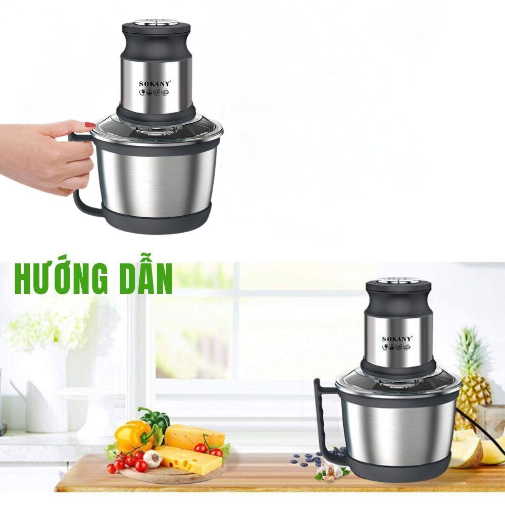 Máy xay thịt đa năng SOKANY SK-7027 Công suất cao 800W, dung tích 3L, lưỡi dao 2 tầng xay nhuyễn mọi thực phẩm - HÀNG CHÍNH HÃNG - DELIYA