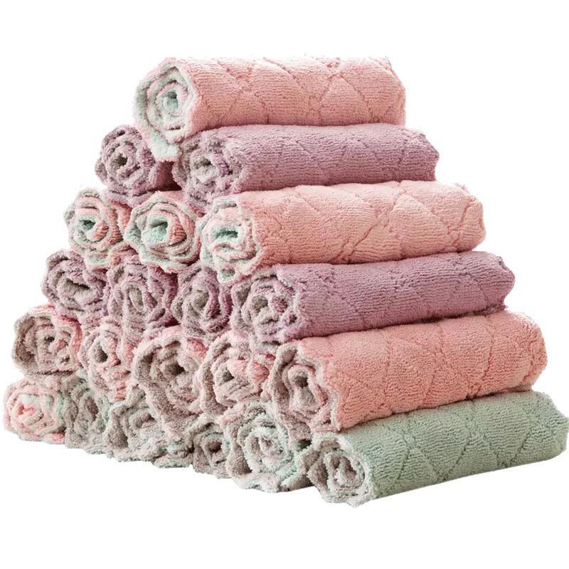 Khăn Lau 2 Mặt Thấm Hút Nước Đa Năng Chất Liệu Microfiber Kích Thước 15*25cm