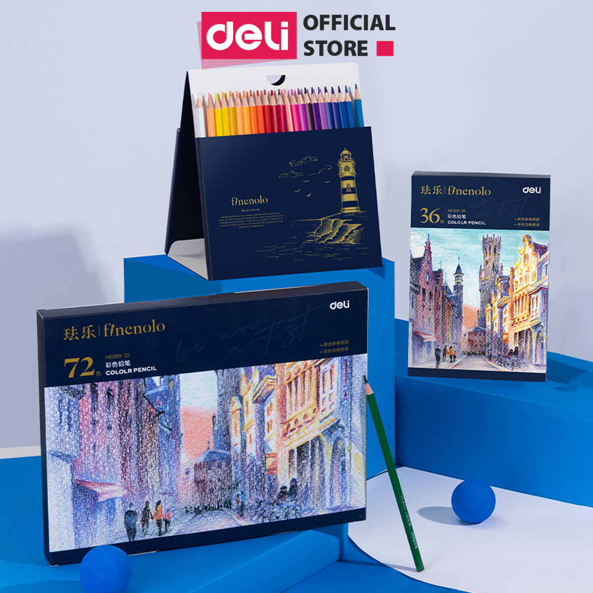 Hộp Bút Chì Màu Gốc Dầu Cao Cấp Deli - 36/48/72 Màu Tươi Đậm Tô Vẽ Tranh Phác Thảo Học Sinh Tới Chuyên Nghiệp
