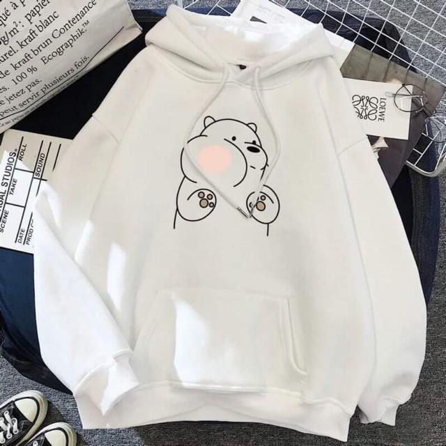 Áo Hoodie in hình gấu phồng má cute áo hoodie dài tay