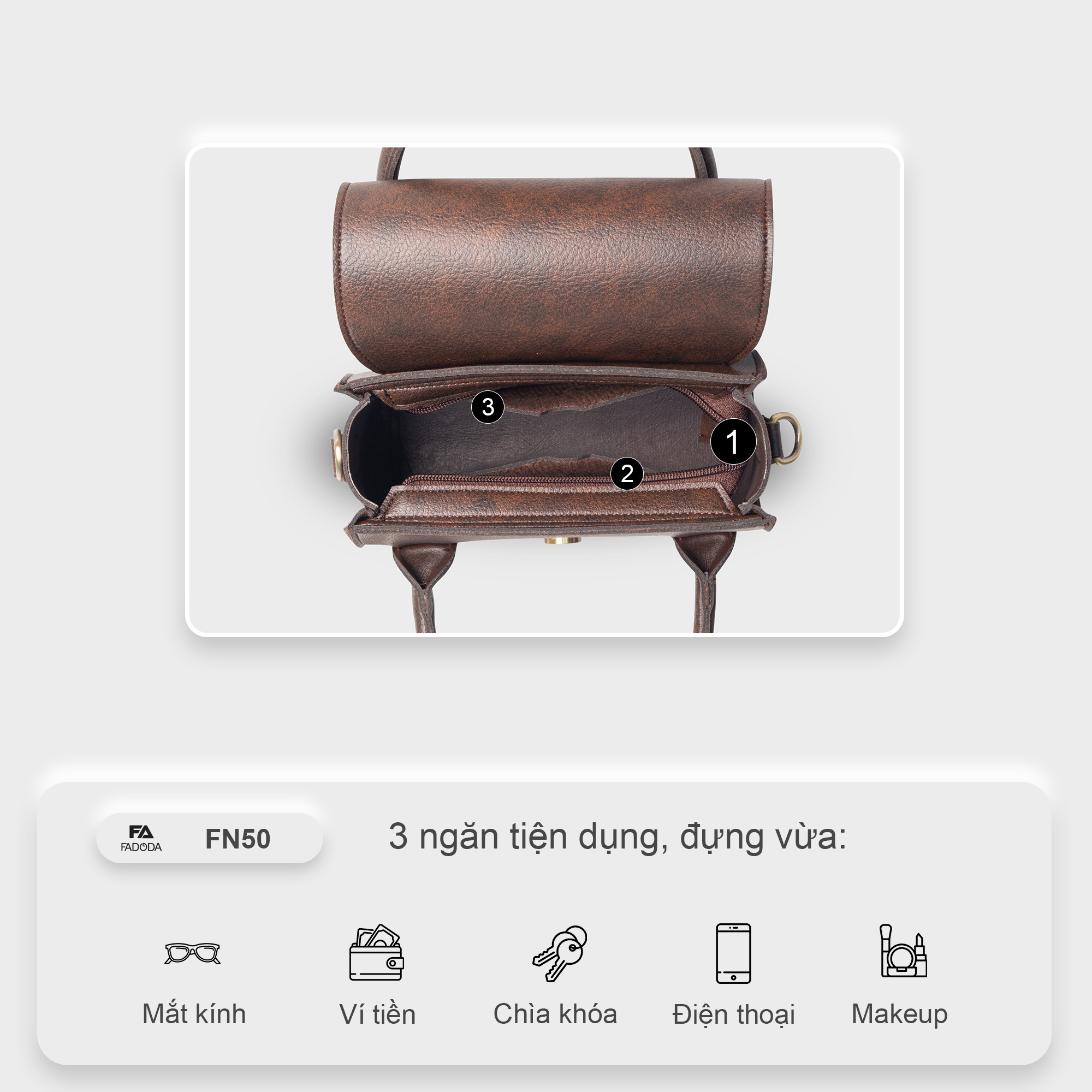 Túi da đeo chéo thời trang nữ Fadoda FN50