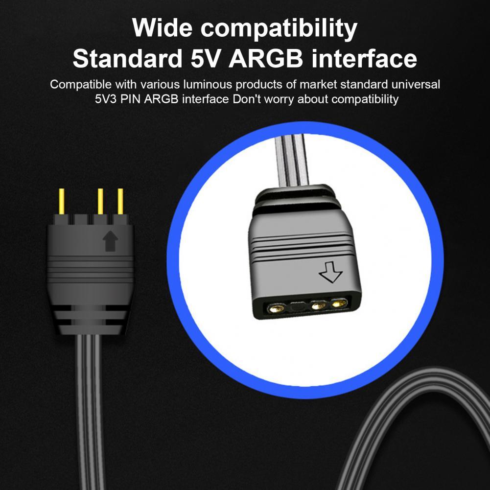 ARGB Controller Lengthen Cable Wide Compatibility 3 Pin to SATA Pin Power Supply Case Fan Black Mini RGB Controller