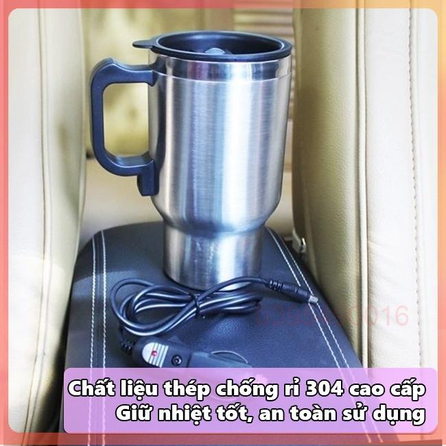 Cốc Đun Nước Trên Xe Ô TÔ Chất Liệu Thép Chống Rỉ 304 cao cấp, Chống Xóc Va Đập, Cốc Đựng Nước Có Nắp Gioăng Cao Su Kín