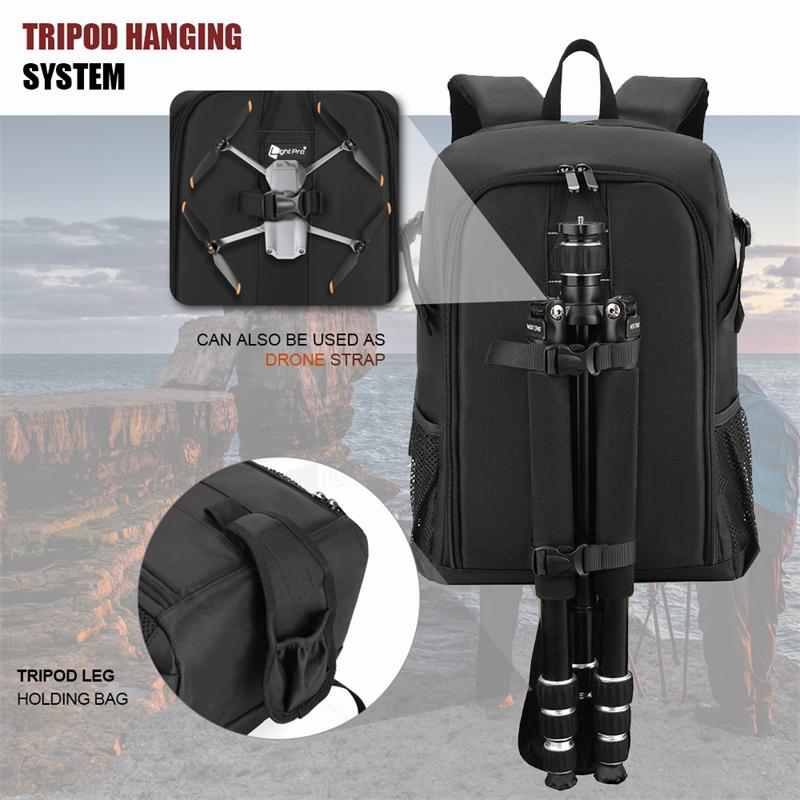 Máy ảnh lớn đa chức năng Máy ảnh Backpack DSLR chống thấm/ 15.6 '' Túi vai máy tính xách tay w/ Rain Cover Photography Case Travel: Orange