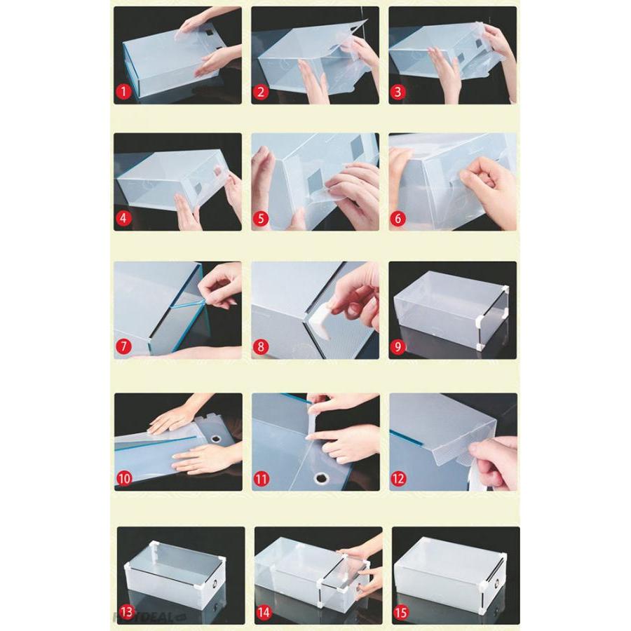 Combo 5 Hộp Đựng Giày Ngăn Kéo Viền Kim Loại Trong Suốt