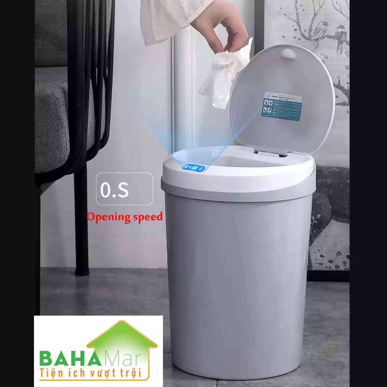 THÙNG RÁC THÔNG MINH TỰ ĐỘNG MỞ NẮP BẰNG CẢM ỨNG BAHAMAR cảm ứng hồng ngoại thông minh hiện đại và tiện ích