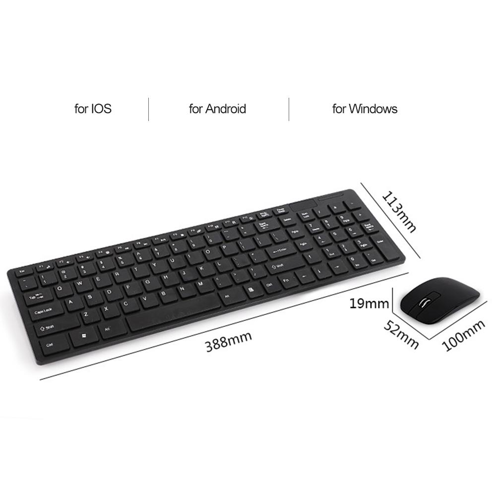 Bàn phím và Chuột không dây 2.4G Kết hợp cho Máy tính xách tay Màu đen K-06