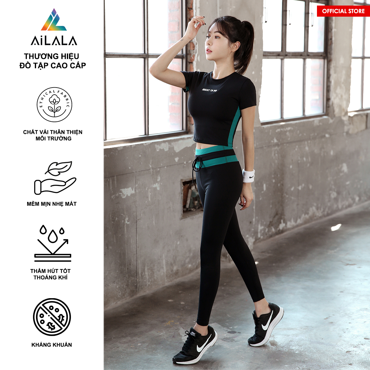 Bộ quần áo thể thao nữ AiLALA LUX28, Đồ tập Yoga Gym Pilates, chất vải Hi-tech cao cấp