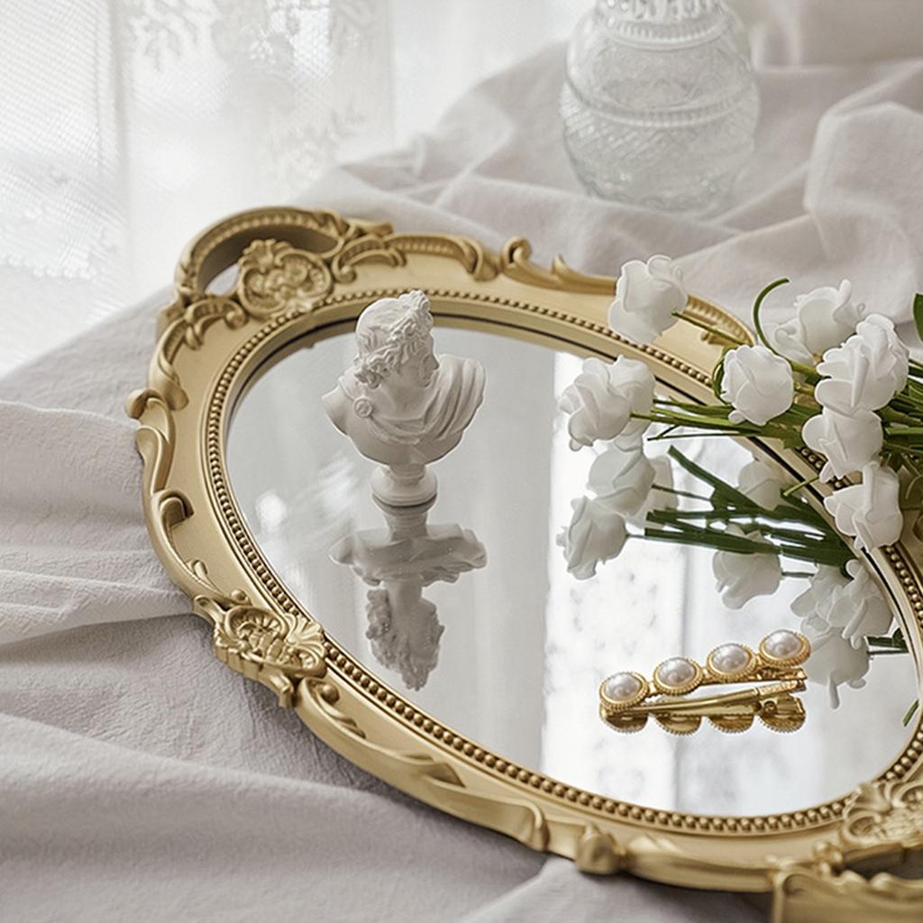 2pce Makeup Mirror Mirrored Tray Cosmetic Vanity Storage Wedding Bathroom