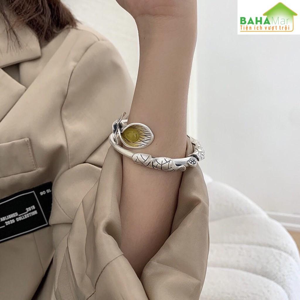LẮC BẠC VINTAGE THỜI TRANG TẠO HÌNH HOA bạc nguyên chất Vintage Handmade 925, Vòng tay phong cách thời trang