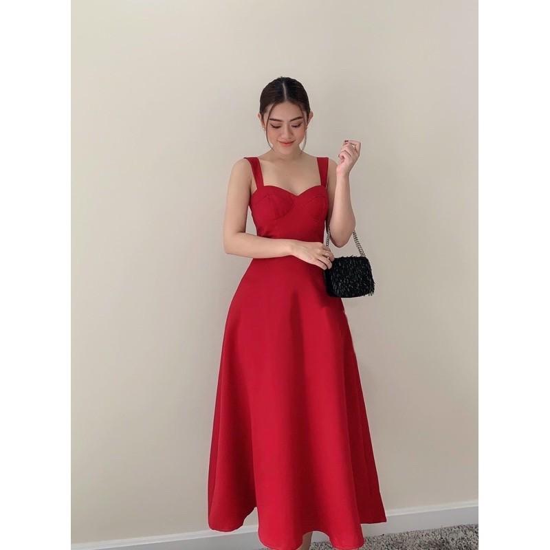 Đầm váy hai dây maxi đi tiệc cúp ngực 2 màu