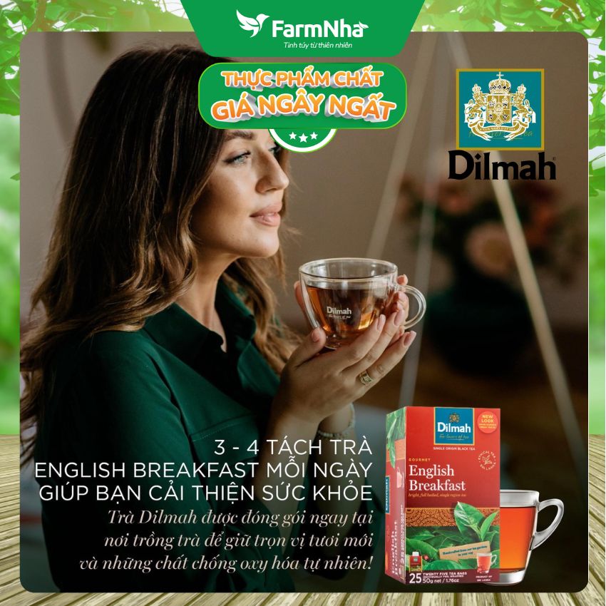 (Combo 2 hộp) Trà Dilmah English Breakfast 50g (Túi bạc đặc biệt) 25 túi x 2g Trà Buổi Sáng - Tuyệt vời để khởi đầu một ngày mới