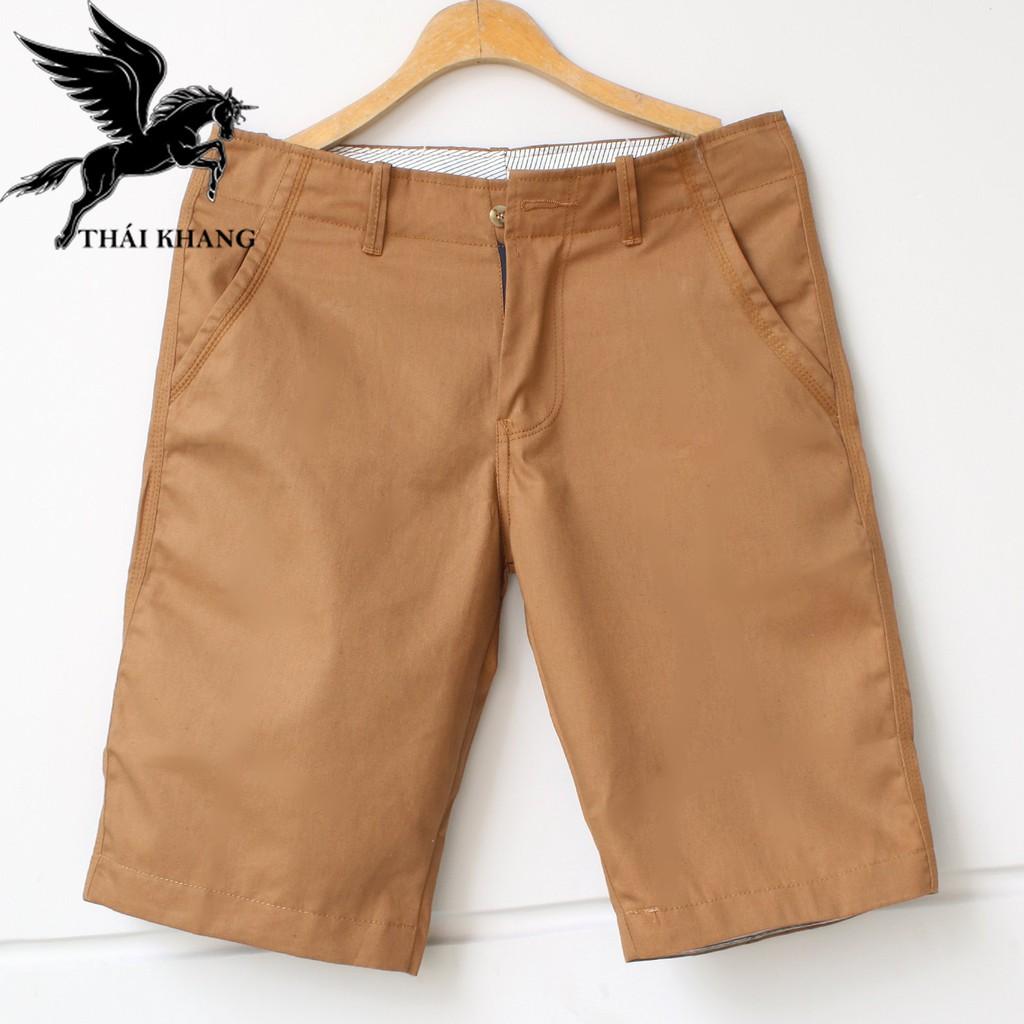 Quần short kaki nam vải đẹp cotton dày mặc mát loại quần short dây kéo