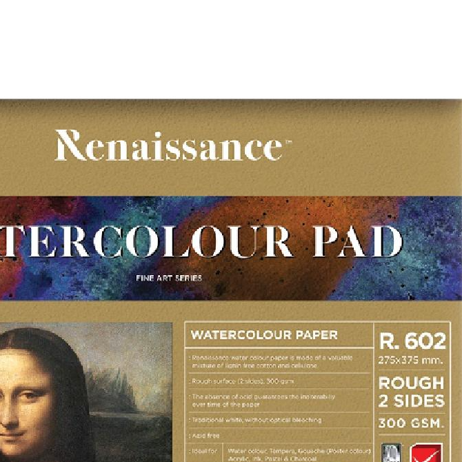 Tập 10 giấy vẽ khổ lớn dùng phác thảo, vẽ màu chì, màu nước cao cấp Renaissance R602 300gr khổ 27.5x37.5cm