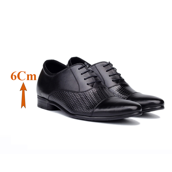 Giày Độn Nam T&TRA Tăng Cao 6Cm- S995 Đen Phối Da Đệm - Chất Liệu Da Bò Cao Cấp, Đế Cao Su Ghép- Đế Pháp, Phần Tăng Cao Ẩn Bên Trong