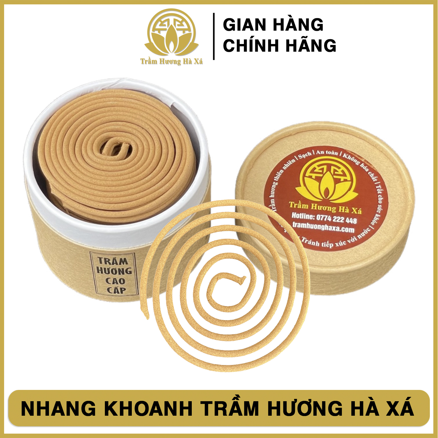 Nhang khoanh trầm hương HÀ XÁ xông nhà 100g đồ thờ cúng thanh lọc không khí, an toàn cho sức khỏe