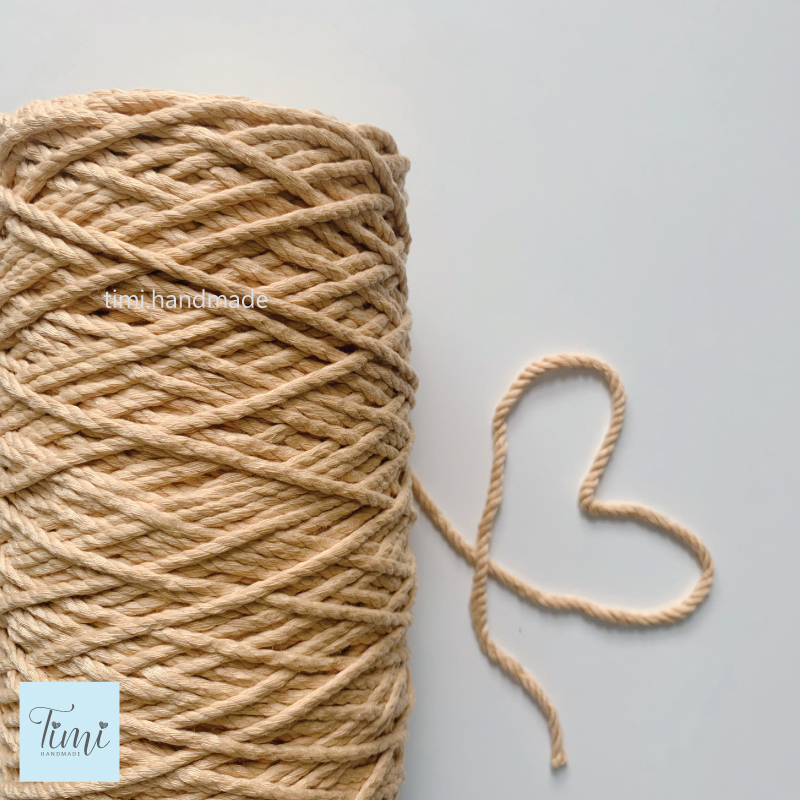 Dây thừng macrame cotton màu NUDE (màu BE) size 3mm/5mm mềm mịn