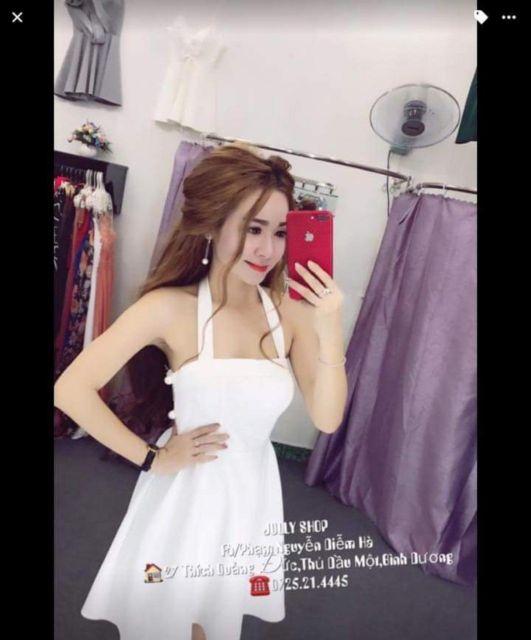 Đầm cúp ren váy thun xoè nẹp xòe