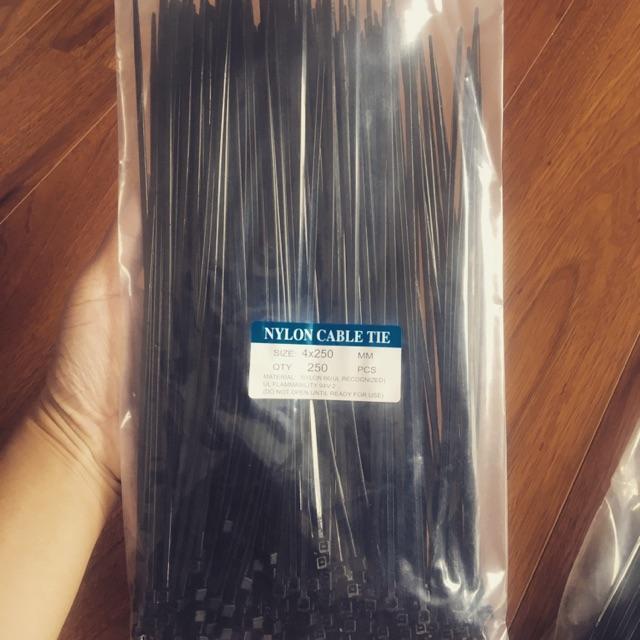 Túi 250 sợi dây rút nhựa, dây thít màu đen 4x250mm