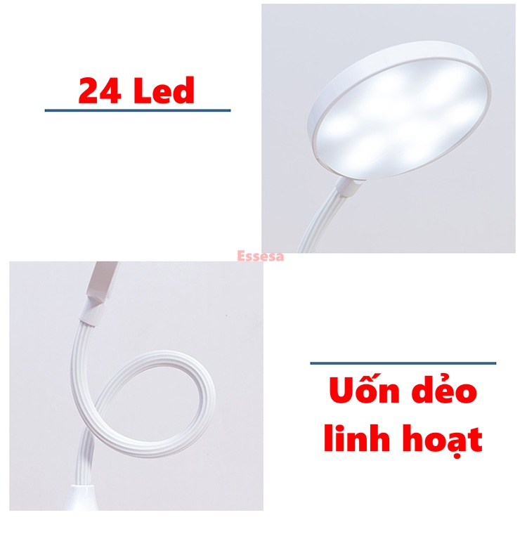 Đèn led để bàn học sạc usb có kệ đựng bút hoặc điện thoại hình tròn - Chính hãng