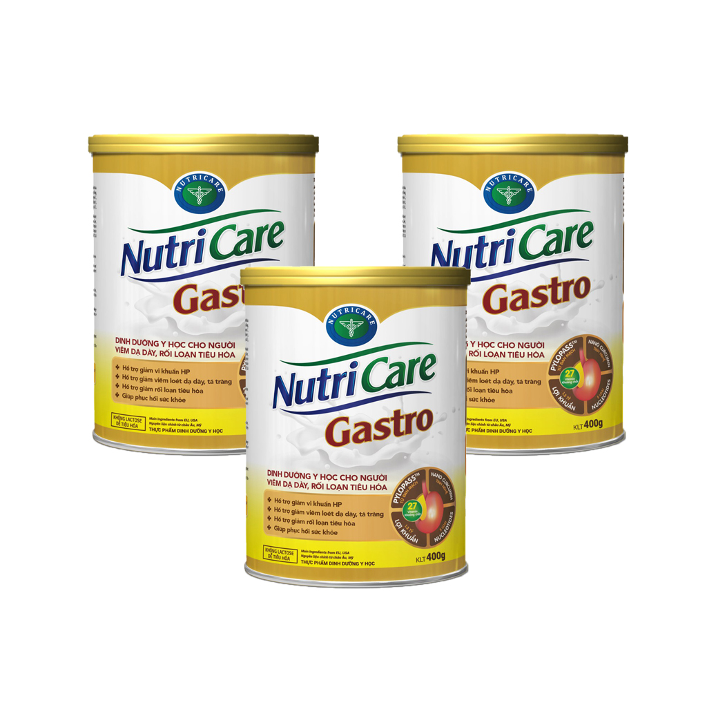Sữa bột Nutricare Gastro dinh dưỡng y học cho người viêm dạ dày, rối loạn tiêu hoá 3 Hộp (400g)