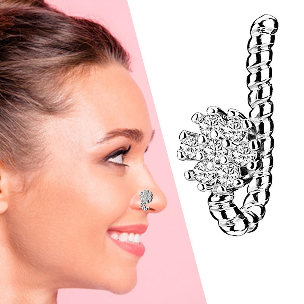 2-4pack Fake Nose Rings 18G Fake Lip Ear Nose Septum Ring Non Piercing silver