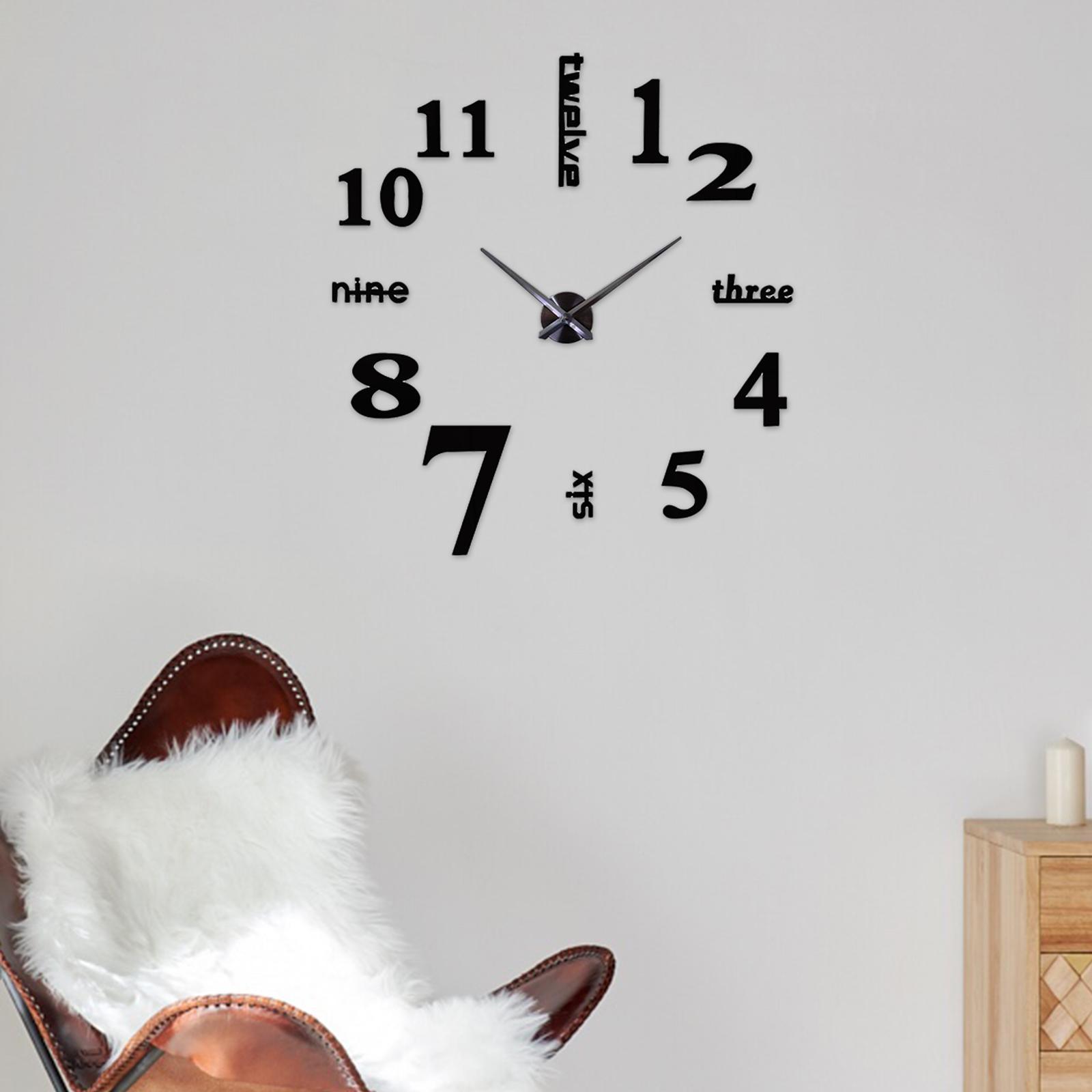 Wall Clock DIY Digital Clock Sticker Acrylic Decal for Home Decor Office
