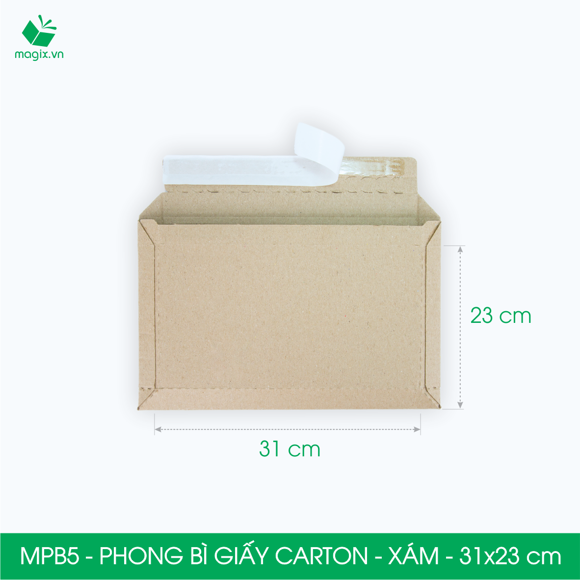 MPBN5 - 31x23 cm - Combo 60 phong bì giấy cứng đóng hàng màu nâu thay thế túi gói hàng