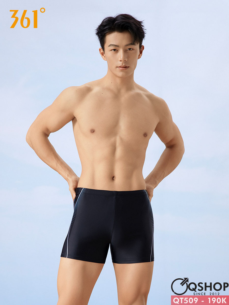Quần bơi boxer nam màu đen đơn giản QSHOP QT509